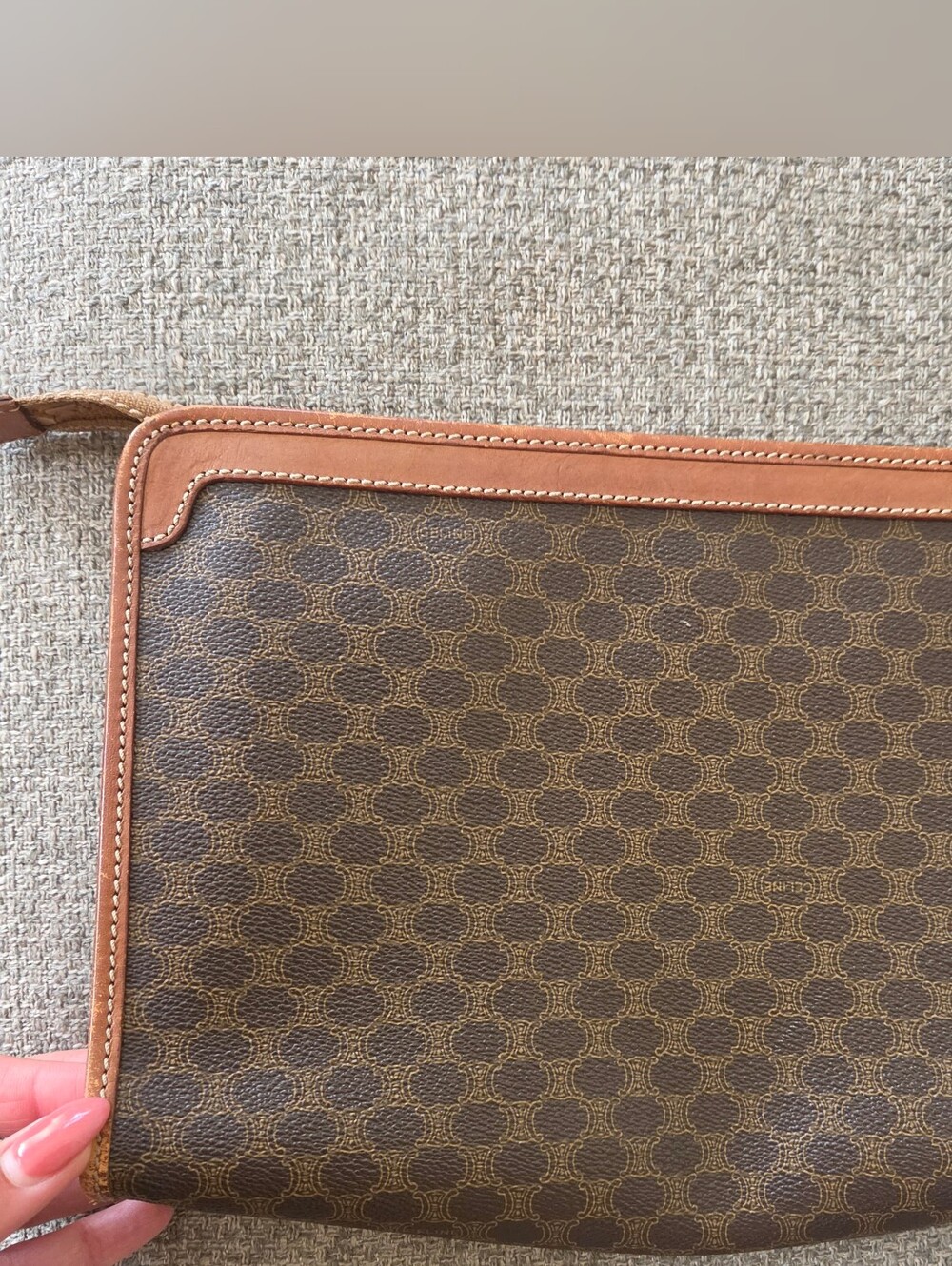 Celine Vintage  Dark Brown Macadam Canvas Travel Pouch - Picture 10 of 10